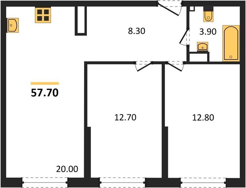 Фото №1: 2-комнатная квартира 57&nbsp;м², 12/16&nbsp;эт. - Краснодар, Прикубанский внутригородской округ, мкр. ЖК Самолёт-6