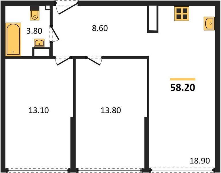 Фото №1: 2-комнатная квартира 58&nbsp;м², 16/16&nbsp;эт. - Краснодар, Прикубанский внутригородской округ, мкр. ЖК Самолёт-6