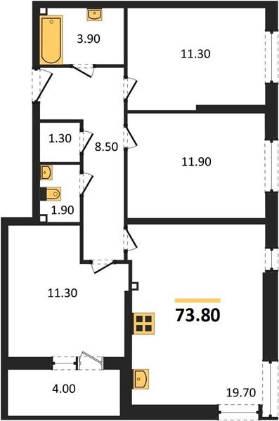 Фото №1: 3-комнатная квартира 73&nbsp;м², 1/16&nbsp;эт. - Краснодар, Прикубанский внутригородской округ, мкр. жилой комплекс Самолёт-6, ул. Ивана Беличенко, 90к2