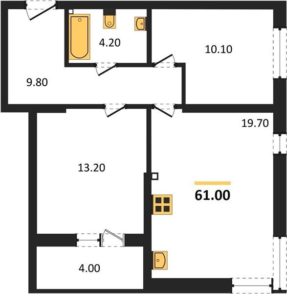 Фото №1: 2-комнатная квартира 61&nbsp;м², 1/16&nbsp;эт. - Краснодар, Прикубанский внутригородской округ, мкр. жилой комплекс Самолёт-6, ул. Ивана Беличенко, 90к2