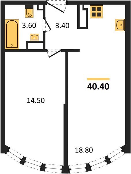 Фото №1: 1-комнатная квартира 40&nbsp;м², 15/16&nbsp;эт. - Краснодар, Прикубанский внутригородской округ, мкр. ЖК Самолёт-6