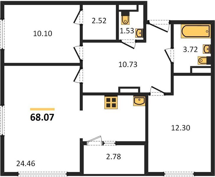 Фото №1: 2-комнатная квартира 68&nbsp;м², 3/9&nbsp;эт. - Краснодар, Прикубанский внутригородской округ, мкр. жилой комплекс Событие
