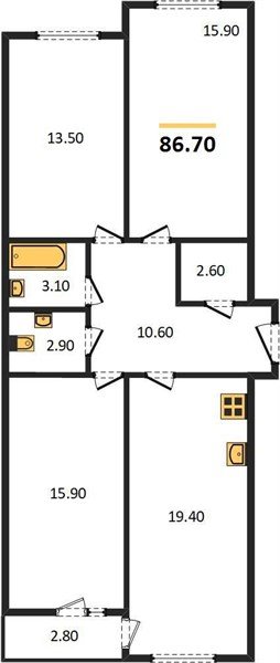 Фото №1: 3-комнатная квартира 86&nbsp;м², 1/16&nbsp;эт. - Краснодар, Прикубанский внутригородской округ, мкр. жилой комплекс Самолёт-6, ул. Ивана Беличенко, 92к4