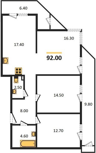 Фото №1: 3-комнатная квартира 92&nbsp;м², 2/24&nbsp;эт. - Краснодар, Карасунский внутригородской округ, Черёмушки, мкр. ЖК Рекорд
