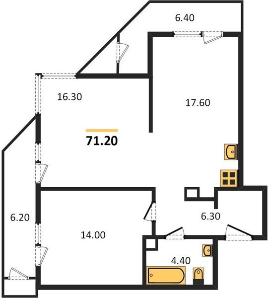 Фото №1: 2-комнатная квартира 71&nbsp;м², 7/24&nbsp;эт. - Краснодар, Карасунский внутригородской округ, Черёмушки, мкр. ЖК Рекорд