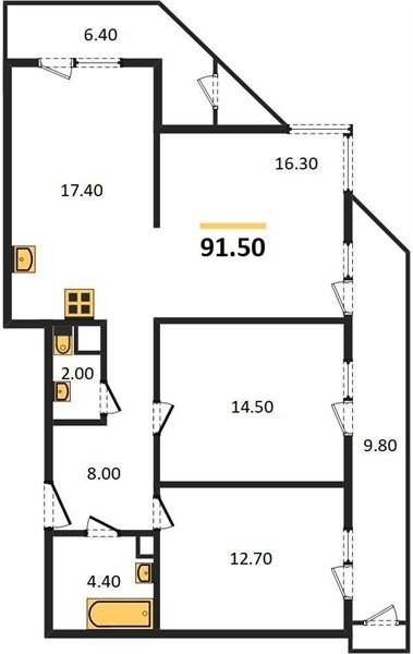 Фото №1: 3-комнатная квартира 91&nbsp;м², 3/24&nbsp;эт. - Краснодар, Карасунский внутригородской округ, Черёмушки, мкр. ЖК Рекорд