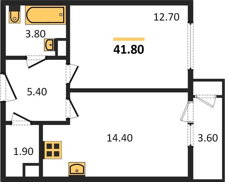 Фото №1: 1-комнатная квартира 41&nbsp;м², 5/24&nbsp;эт. - Краснодар, Карасунский внутригородской округ, Черёмушки, мкр. ЖК Рекорд