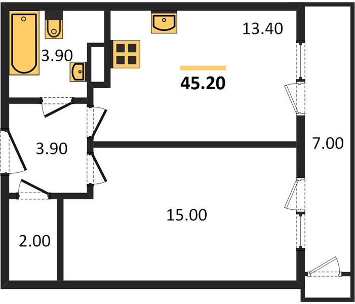 Фото №1: 1-комнатная квартира 45&nbsp;м², 6/24&nbsp;эт. - Краснодар, Карасунский внутригородской округ, Черёмушки, мкр. ЖК Рекорд