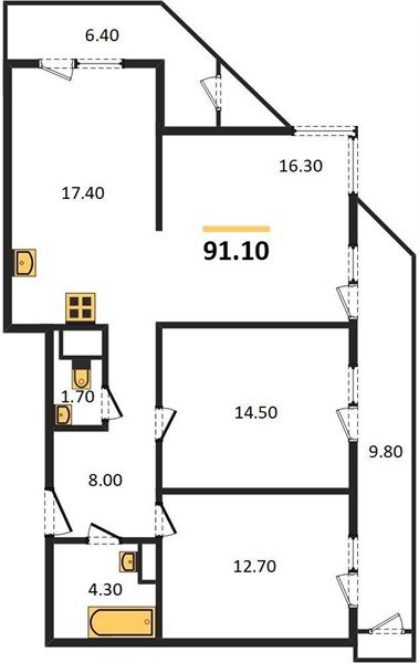 Фото №1: 3-комнатная квартира 91&nbsp;м², 20/24&nbsp;эт. - Краснодар, Карасунский внутригородской округ, Черёмушки, мкр. ЖК Рекорд