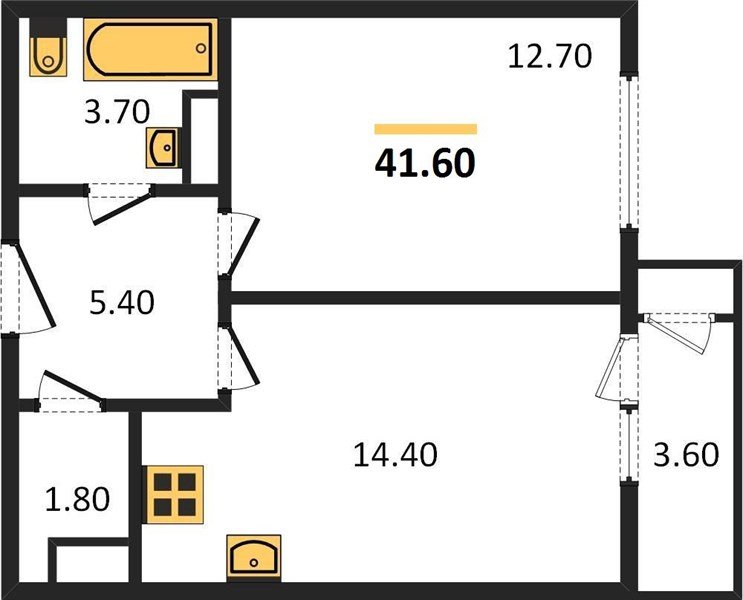 Фото №1: 1-комнатная квартира 41&nbsp;м², 11/24&nbsp;эт. - Краснодар, Карасунский внутригородской округ, Черёмушки, мкр. ЖК Рекорд