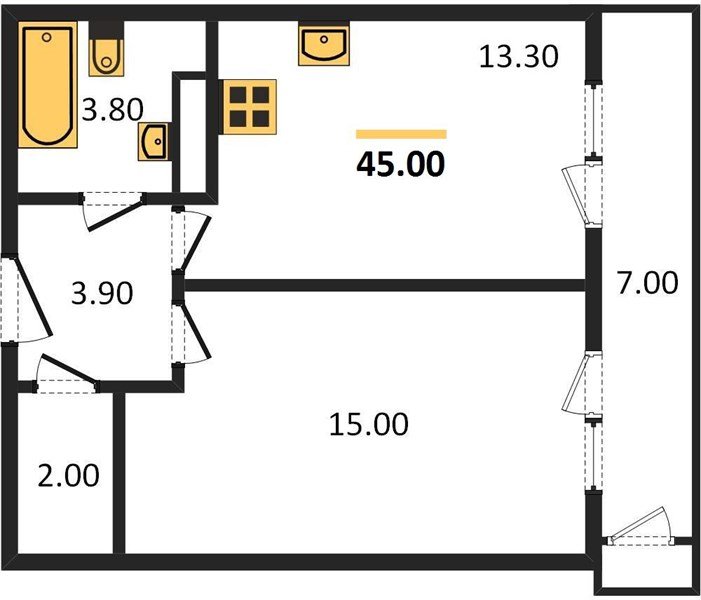 Фото №1: 1-комнатная квартира 45&nbsp;м², 16/24&nbsp;эт. - Краснодар, Карасунский внутригородской округ, Черёмушки, мкр. ЖК Рекорд