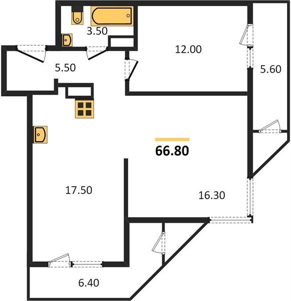 Фото №1: 2-комнатная квартира 66&nbsp;м², 20/24&nbsp;эт. - Краснодар, Карасунский внутригородской округ, Черёмушки, мкр. ЖК Рекорд