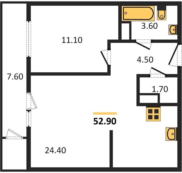 Фото №1: 1-комнатная квартира 52&nbsp;м², 23/24&nbsp;эт. - Краснодар, Карасунский внутригородской округ, Черёмушки, мкр. ЖК Рекорд