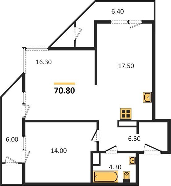Фото №1: 2-комнатная квартира 70&nbsp;м², 22/24&nbsp;эт. - Краснодар, Карасунский внутригородской округ, Черёмушки, мкр. ЖК Рекорд
