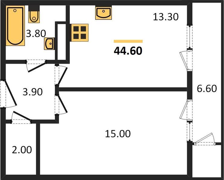 Фото №1: 1-комнатная квартира 44&nbsp;м², 23/24&nbsp;эт. - Краснодар, Карасунский внутригородской округ, Черёмушки, мкр. ЖК Рекорд