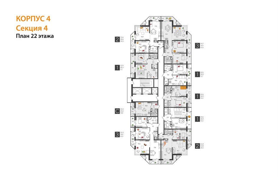 Фото №4: 1-комнатная квартира 44&nbsp;м², 22/24&nbsp;эт. - Краснодар, Карасунский внутригородской округ, Черёмушки, мкр. ЖК Рекорд