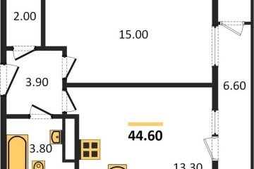 Фото №1: 1-комнатная квартира 44 м², 22/24 эт. - Краснодар, мкр. ЖК Рекорд,