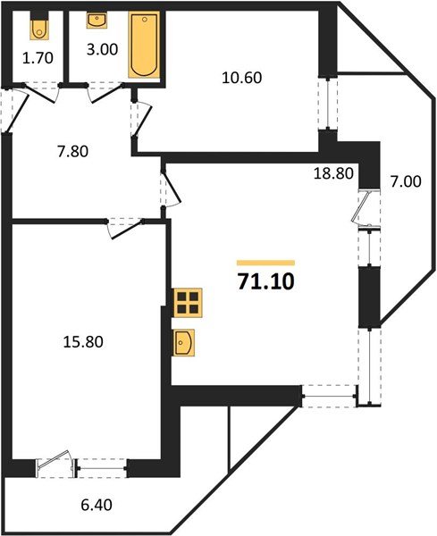 Фото №1: 2-комнатная квартира 71&nbsp;м², 2/24&nbsp;эт. - Краснодар, Карасунский внутригородской округ, Черёмушки, мкр. ЖК Рекорд
