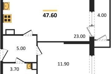 Фото №1: 1-комнатная квартира 47 м², 4/24 эт. - Краснодар, мкр. ЖК Рекорд,