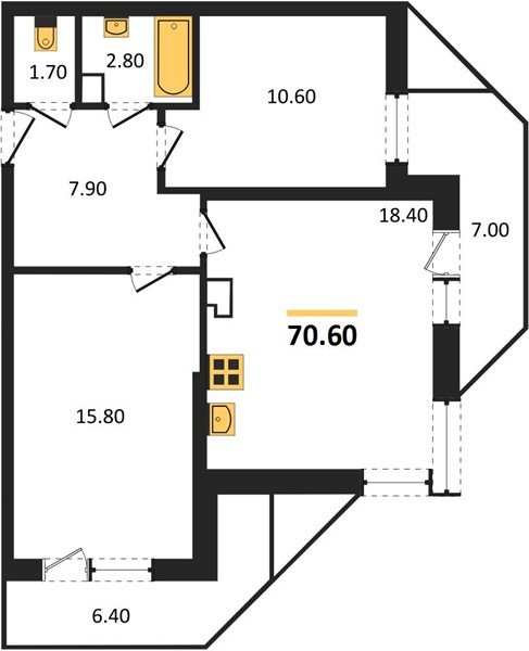 Фото №1: 2-комнатная квартира 70&nbsp;м², 8/24&nbsp;эт. - Краснодар, Карасунский внутригородской округ, Черёмушки, мкр. ЖК Рекорд
