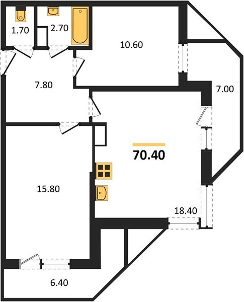 Фото №1: 2-комнатная квартира 70&nbsp;м², 20/24&nbsp;эт. - Краснодар, Карасунский внутригородской округ, Черёмушки, мкр. ЖК Рекорд
