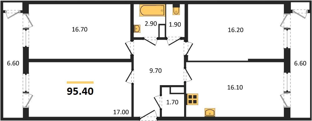 Фото №1: 3-комнатная квартира 95&nbsp;м², 22/24&nbsp;эт. - Краснодар, Карасунский внутригородской округ, Черёмушки, мкр. ЖК Рекорд