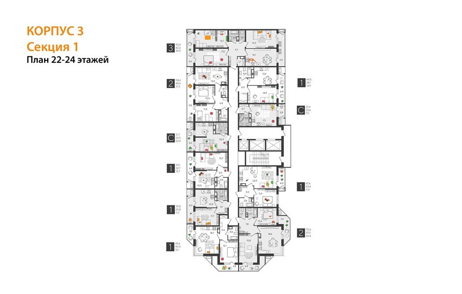 Фото №4: 1-комнатная квартира 44&nbsp;м², 22/24&nbsp;эт. - Краснодар, Карасунский внутригородской округ, Черёмушки, мкр. ЖК Рекорд