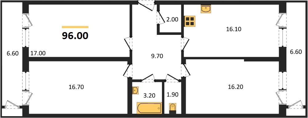 Фото №1: 3-комнатная квартира 96&nbsp;м², 2/24&nbsp;эт. - Краснодар, Карасунский внутригородской округ, Черёмушки, мкр. ЖК Рекорд