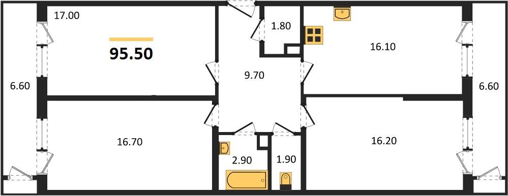 Фото №1: 3-комнатная квартира 95&nbsp;м², 4/24&nbsp;эт. - Краснодар, Карасунский внутригородской округ, Черёмушки, мкр. ЖК Рекорд