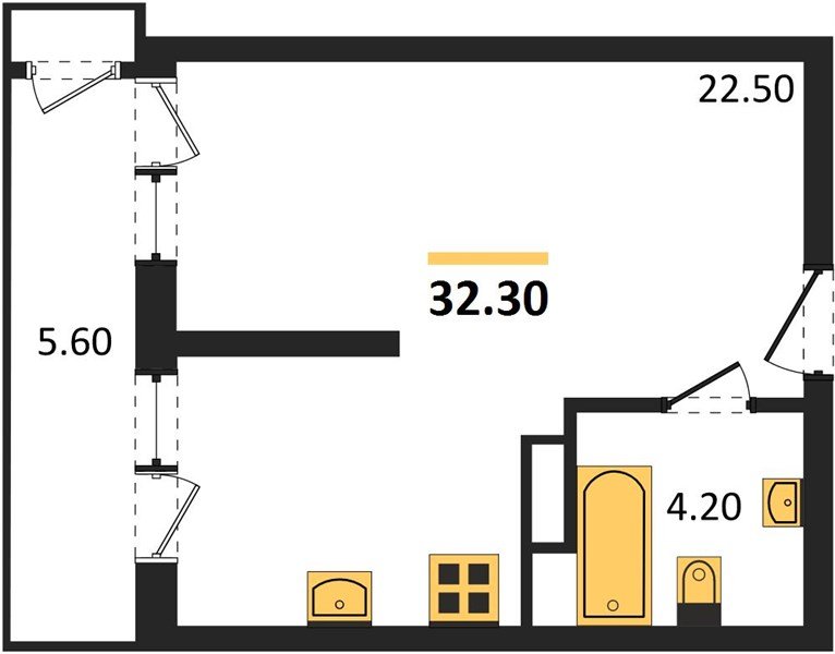 Фото №1: Студия 32&nbsp;м², 8/24&nbsp;эт. - Краснодар, Карасунский внутригородской округ, Черёмушки, мкр. ЖК Рекорд