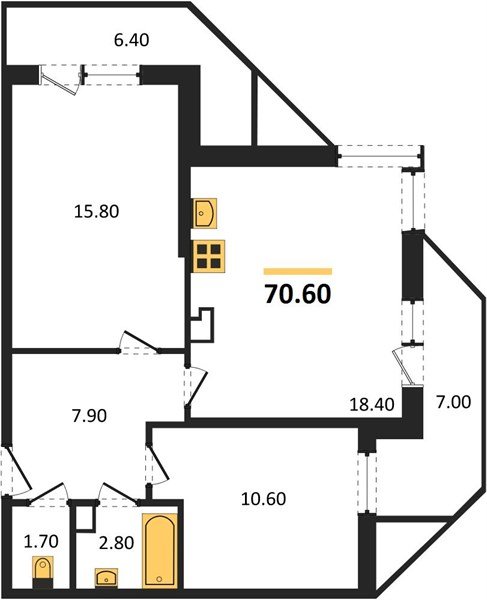 Фото №1: 2-комнатная квартира 70&nbsp;м², 3/24&nbsp;эт. - Краснодар, Карасунский внутригородской округ, Черёмушки, мкр. ЖК Рекорд