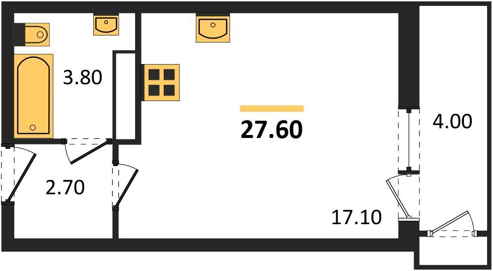 Фото №1: Студия 27&nbsp;м², 14/24&nbsp;эт. - Краснодар, Карасунский внутригородской округ, Черёмушки, мкр. ЖК Рекорд