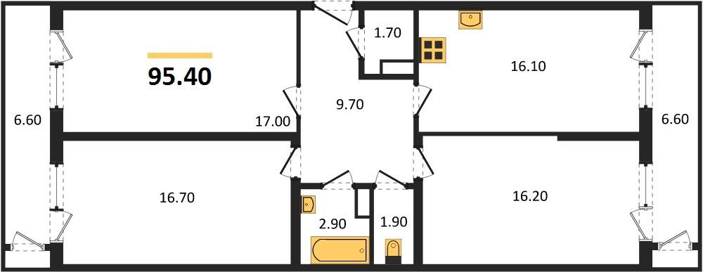 Фото №1: 3-комнатная квартира 95&nbsp;м², 21/24&nbsp;эт. - Краснодар, Карасунский внутригородской округ, Черёмушки, мкр. ЖК Рекорд