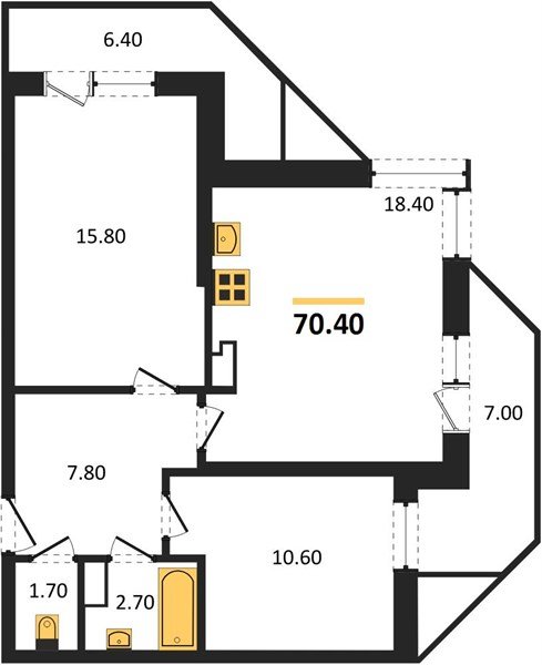 Фото №1: 2-комнатная квартира 70&nbsp;м², 20/24&nbsp;эт. - Краснодар, Карасунский внутригородской округ, Черёмушки, мкр. ЖК Рекорд