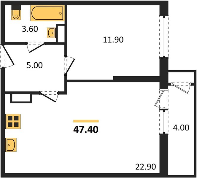 Фото №1: 1-комнатная квартира 47&nbsp;м², 20/24&nbsp;эт. - Краснодар, Карасунский внутригородской округ, Черёмушки, мкр. ЖК Рекорд