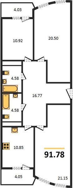 Фото №1: 3-комнатная квартира 91&nbsp;м², 3/21&nbsp;эт. - Краснодар, Карасунский внутригородской округ, Хлопчато-бумажный Комбинат, мкр. жилой комплекс Режиссёр, ул. Уральская, 100/6
