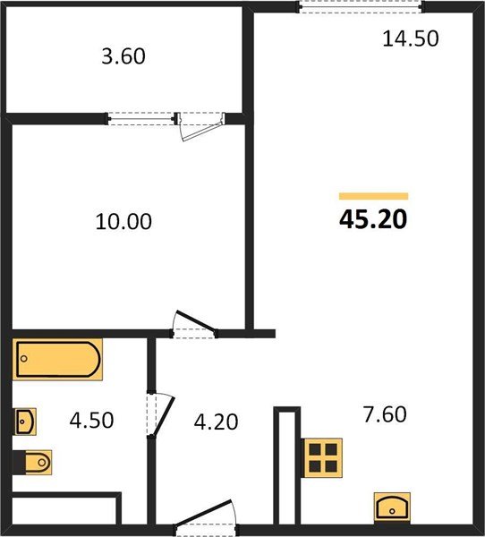Фото №1: 1-комнатная квартира 45&nbsp;м², 6/8&nbsp;эт. - Краснодар, Прикубанский внутригородской округ, мкр. жилой комплекс Югге