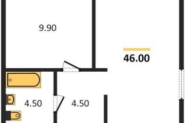Фото №1: 1-комнатная квартира 46 м², 1/8 эт. - Краснодар, мкр. жилой комплекс Югге,