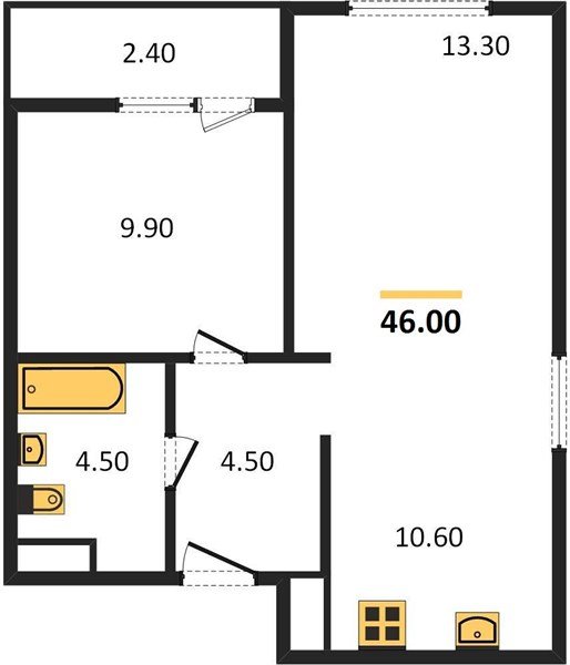 Фото №1: 1-комнатная квартира 46&nbsp;м², 1/8&nbsp;эт. - Краснодар, Прикубанский внутригородской округ, мкр. жилой комплекс Югге