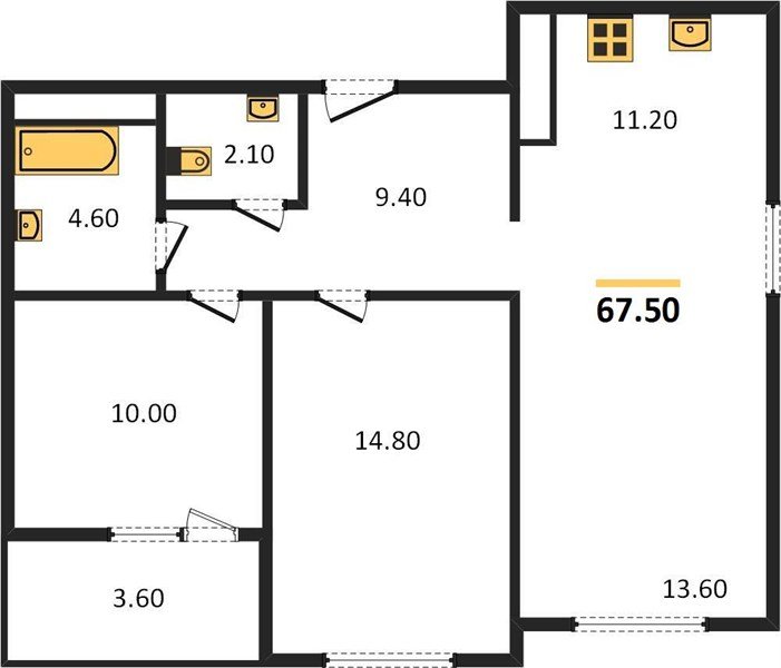 Фото №1: 2-комнатная квартира 69&nbsp;м², 8/8&nbsp;эт. - Краснодар, Прикубанский внутригородской округ, мкр. жилой комплекс Югге