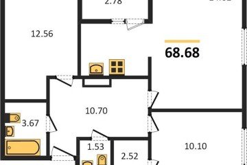 Фото №1: 2-комнатная квартира 68 м², 2/9 эт. - Краснодар, мкр. жилой комплекс Событие,