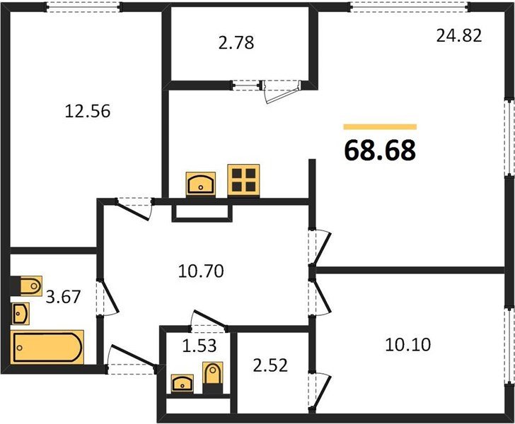 Фото №1: 2-комнатная квартира 68&nbsp;м², 3/9&nbsp;эт. - Краснодар, Прикубанский внутригородской округ, мкр. жилой комплекс Событие
