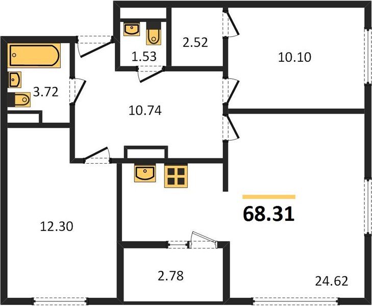 Фото №1: 2-комнатная квартира 68&nbsp;м², 9/9&nbsp;эт. - Краснодар, Прикубанский внутригородской округ, мкр. жилой комплекс Событие