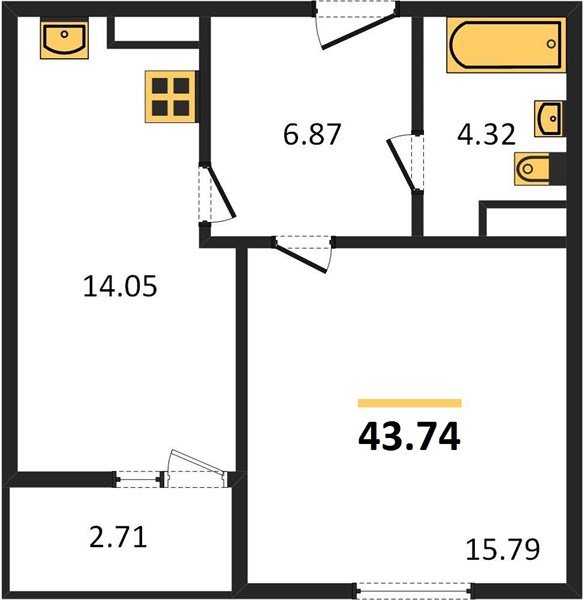 Фото №1: 1-комнатная квартира 43&nbsp;м², 2/9&nbsp;эт. - Краснодар, Прикубанский внутригородской округ, мкр. жилой комплекс Событие