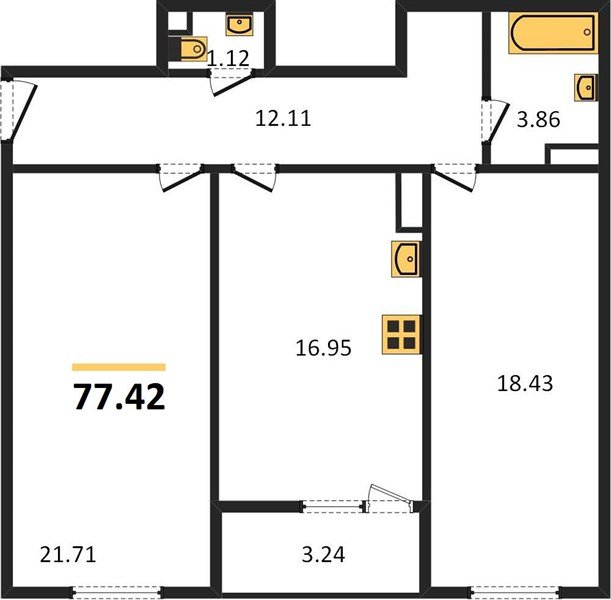 Фото №1: 2-комнатная квартира 77&nbsp;м², 6/9&nbsp;эт. - Краснодар, Прикубанский внутригородской округ, мкр. жилой комплекс Событие