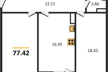 Фото №1: 2-комнатная квартира 77 м², 7/9 эт. - Краснодар, мкр. жилой комплекс Событие,