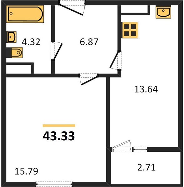 Фото №1: 1-комнатная квартира 43&nbsp;м², 9/9&nbsp;эт. - Краснодар, Прикубанский внутригородской округ, мкр. жилой комплекс Событие