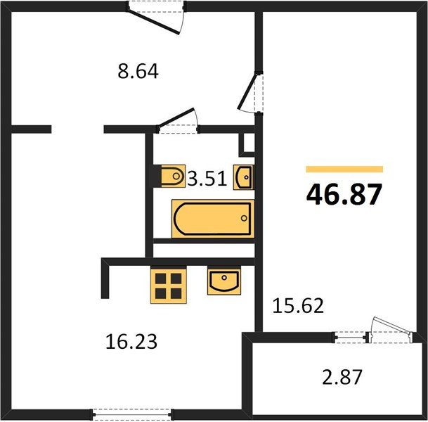 Фото №1: 1-комнатная квартира 46&nbsp;м², 3/9&nbsp;эт. - Краснодар, Прикубанский внутригородской округ, мкр. жилой комплекс Событие
