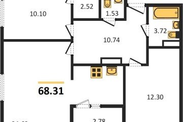 Фото №1: 2-комнатная квартира 68 м², 6/9 эт. - Краснодар, мкр. жилой комплекс Событие,