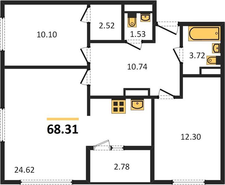 Фото №1: 2-комнатная квартира 68&nbsp;м², 6/9&nbsp;эт. - Краснодар, Прикубанский внутригородской округ, мкр. жилой комплекс Событие